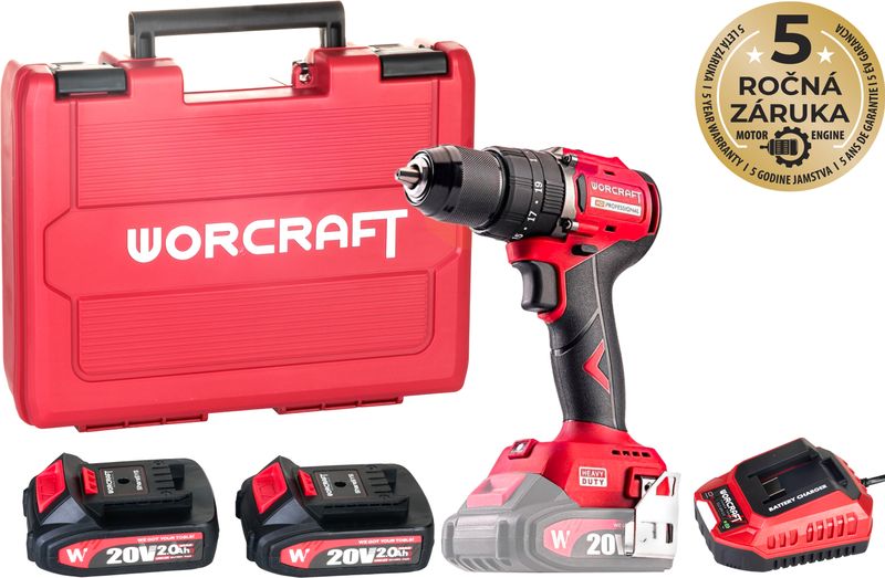 Odvijač Worcraft CHD-S20LiBCM, 20V, 60Nm, 2xbaterija 2Ah,punjač,SET