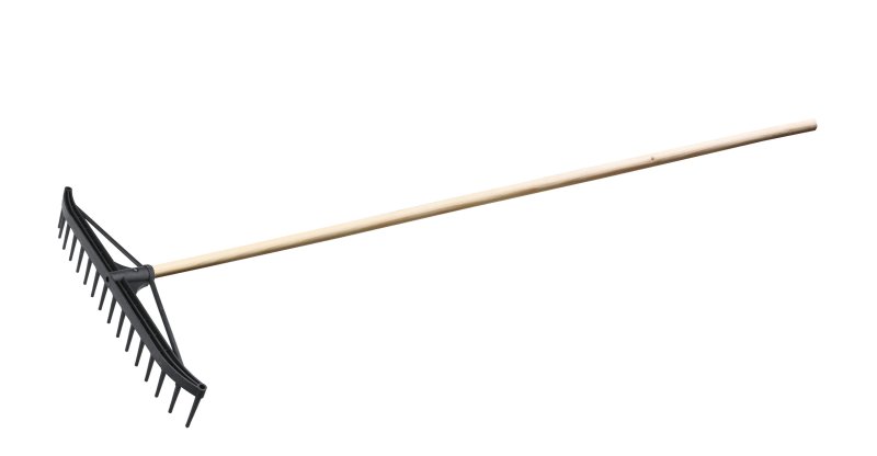 Grablje plastične 58cm 18z s držalom 150cm